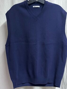 Zara Sweater Vest 100% Cotton Men's Size Large Prestine Condition